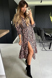 Stacey Camel Animal Print Midi Dress
