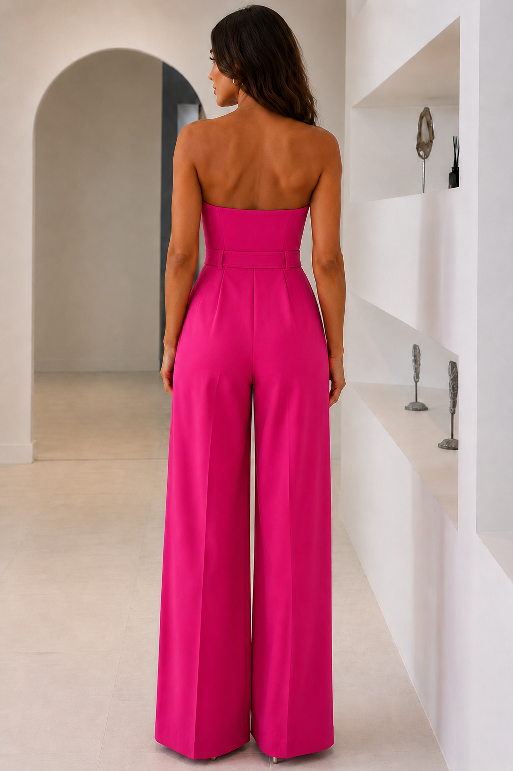 Stephanie Fuchsia Belted Jumpsuit