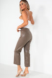 Tailynn Taupe Faux Leather Trousers