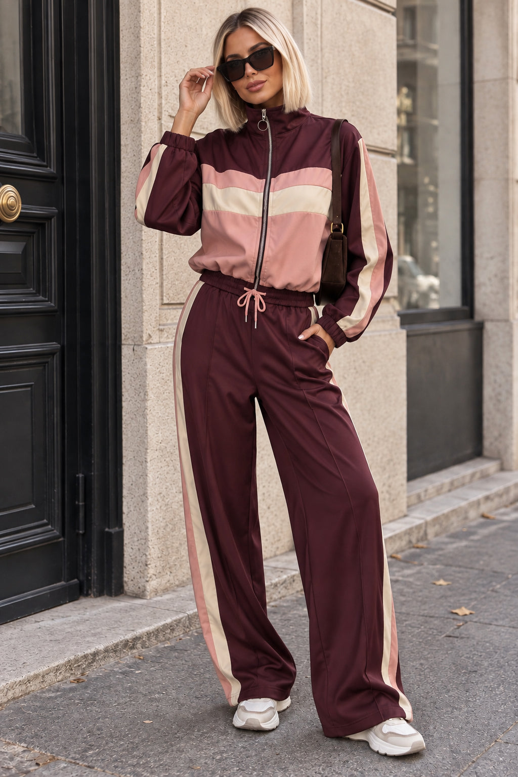 Theo Burgundy Striped Tracksuit
