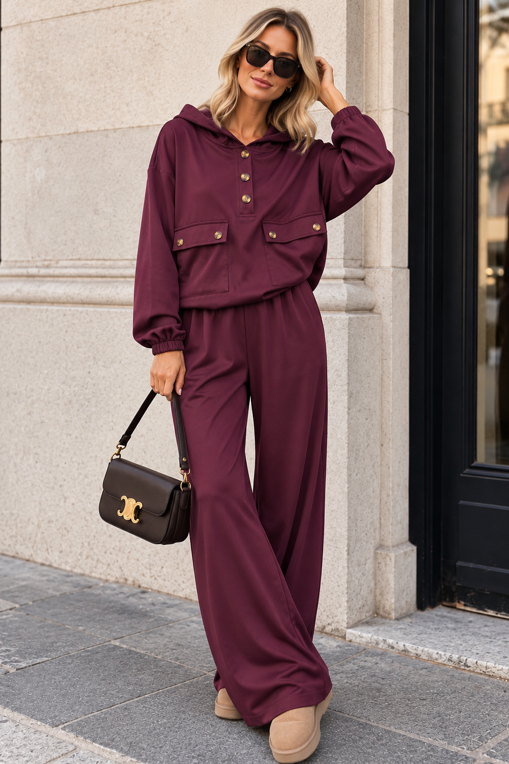 Tyler Burgundy Hooded Co Ord