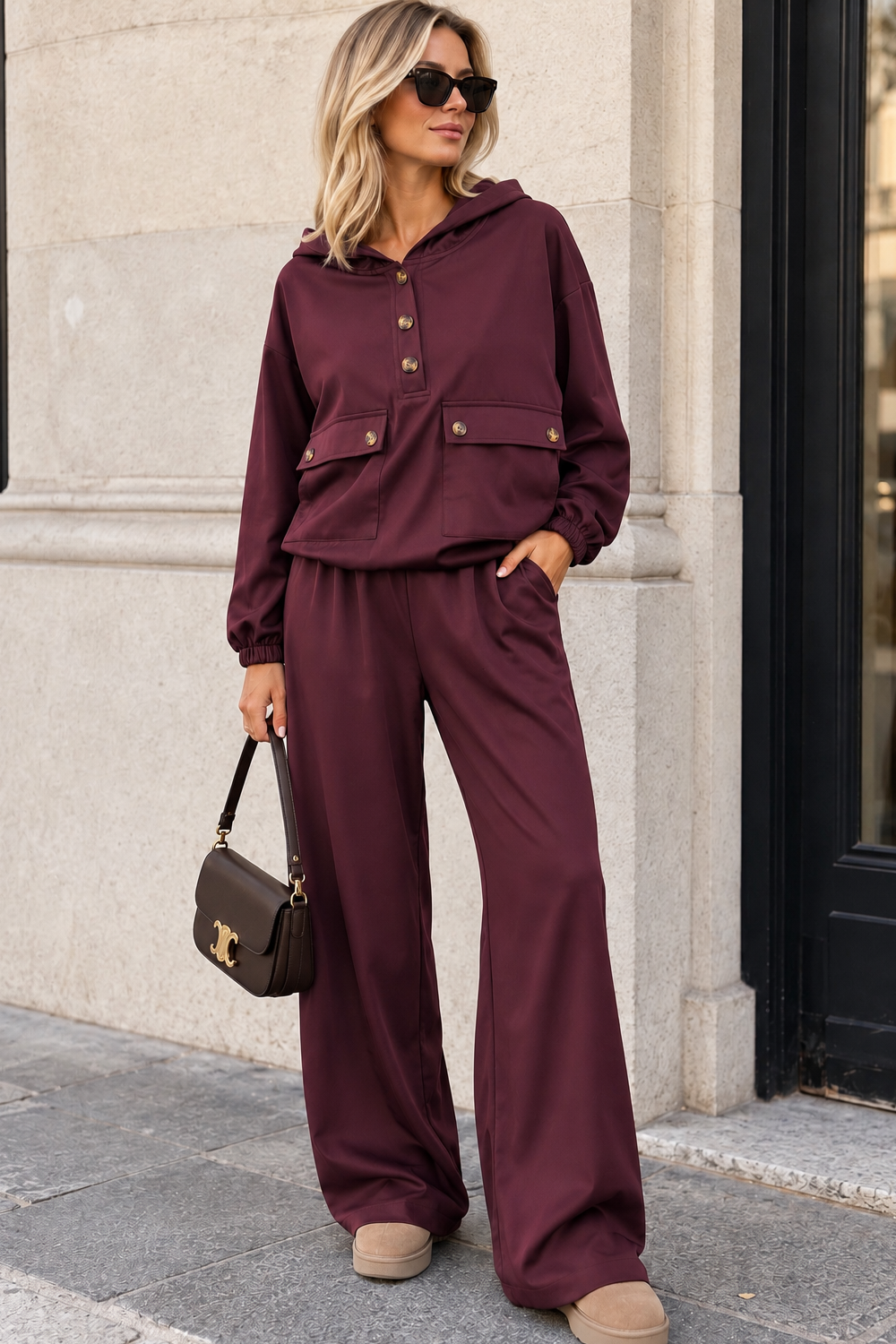 Tyler Burgundy Hooded Co Ord