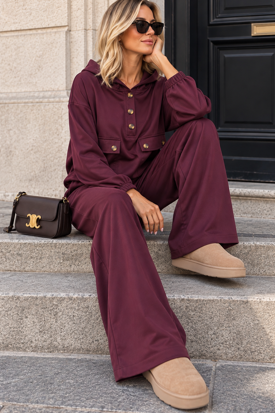 Tyler Burgundy Hooded Co Ord