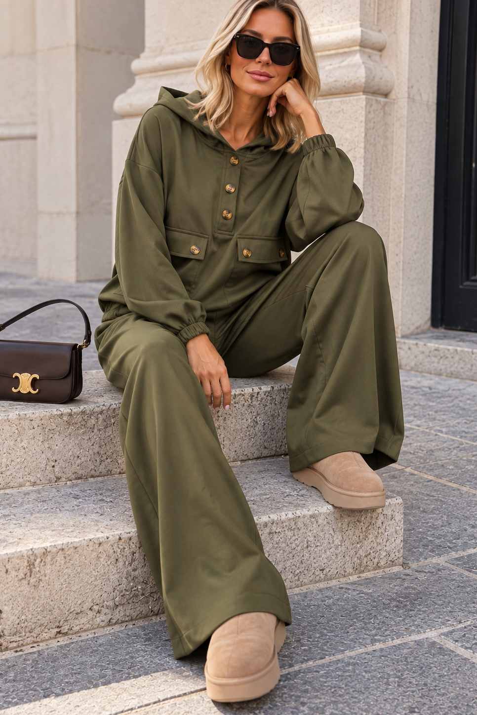 Tyler Khaki Hooded Co Ord