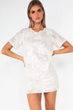 Veda Cream Sequin T-Shirt Dress