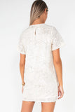 Veda Cream Sequin T-Shirt Dress