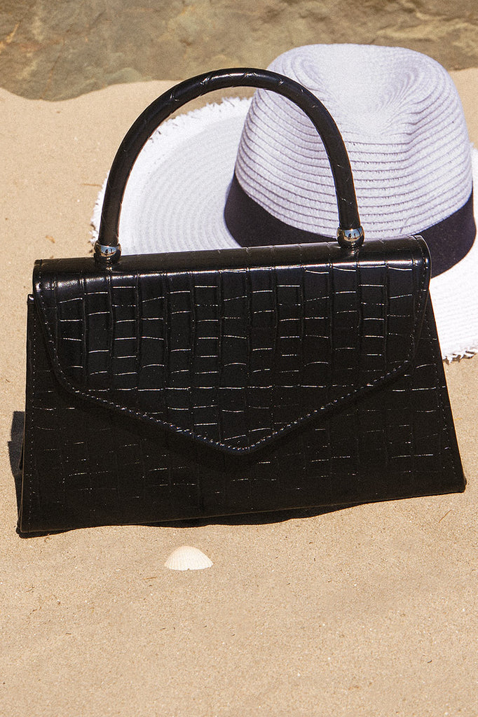 Veronica Black Croc Print Grab Bag