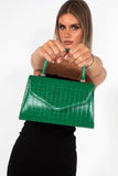 Veronica Green Croc Print Grab Bag