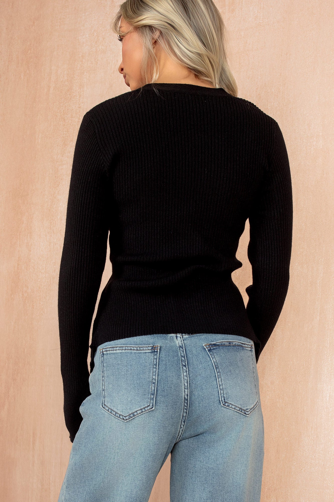 Victoria Black Knit Ribbed Top