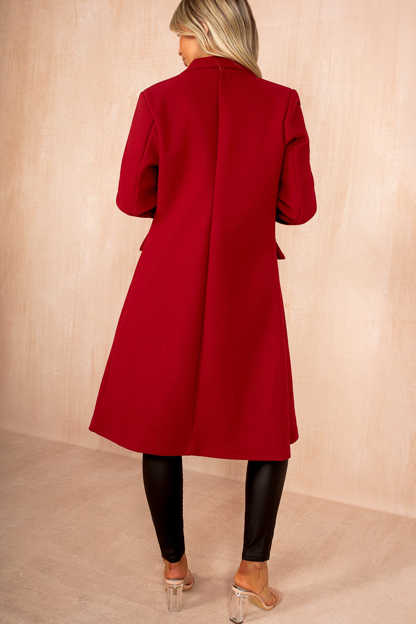 Winona Burgundy Longline Double Breasted Coat