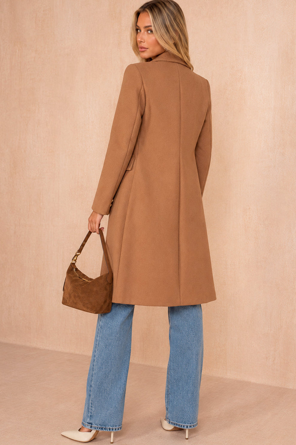 Winona Camel Longline Double Breasted Coat