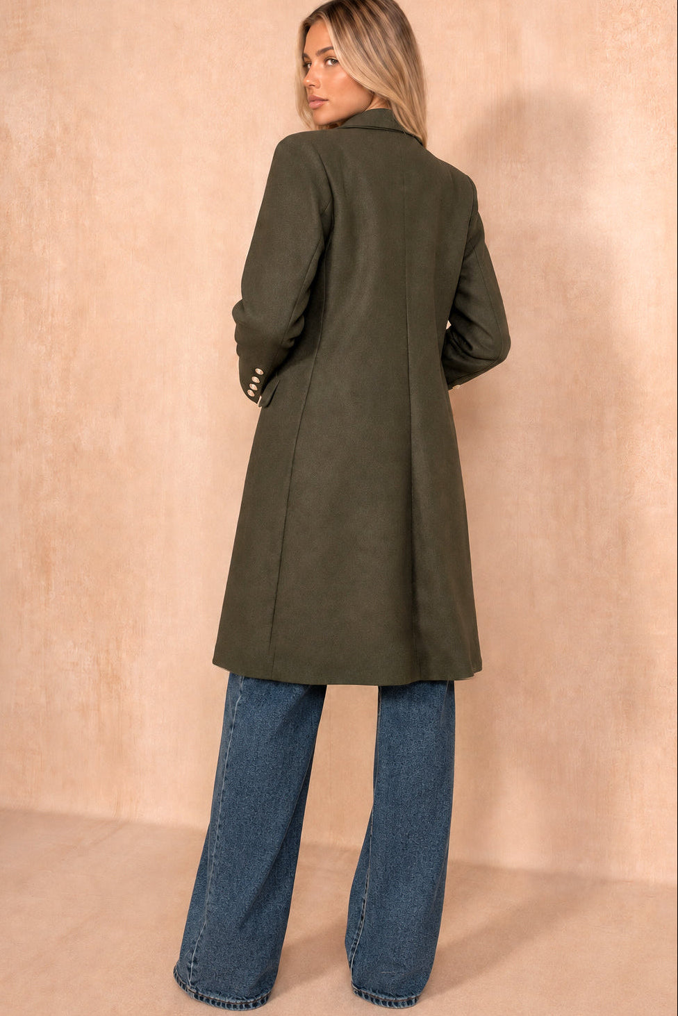 Winona Khaki Longline Double Breasted Coat