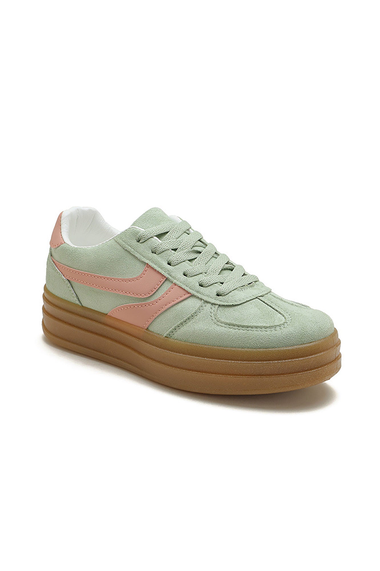 Wren Green Suedette Platform Trainers