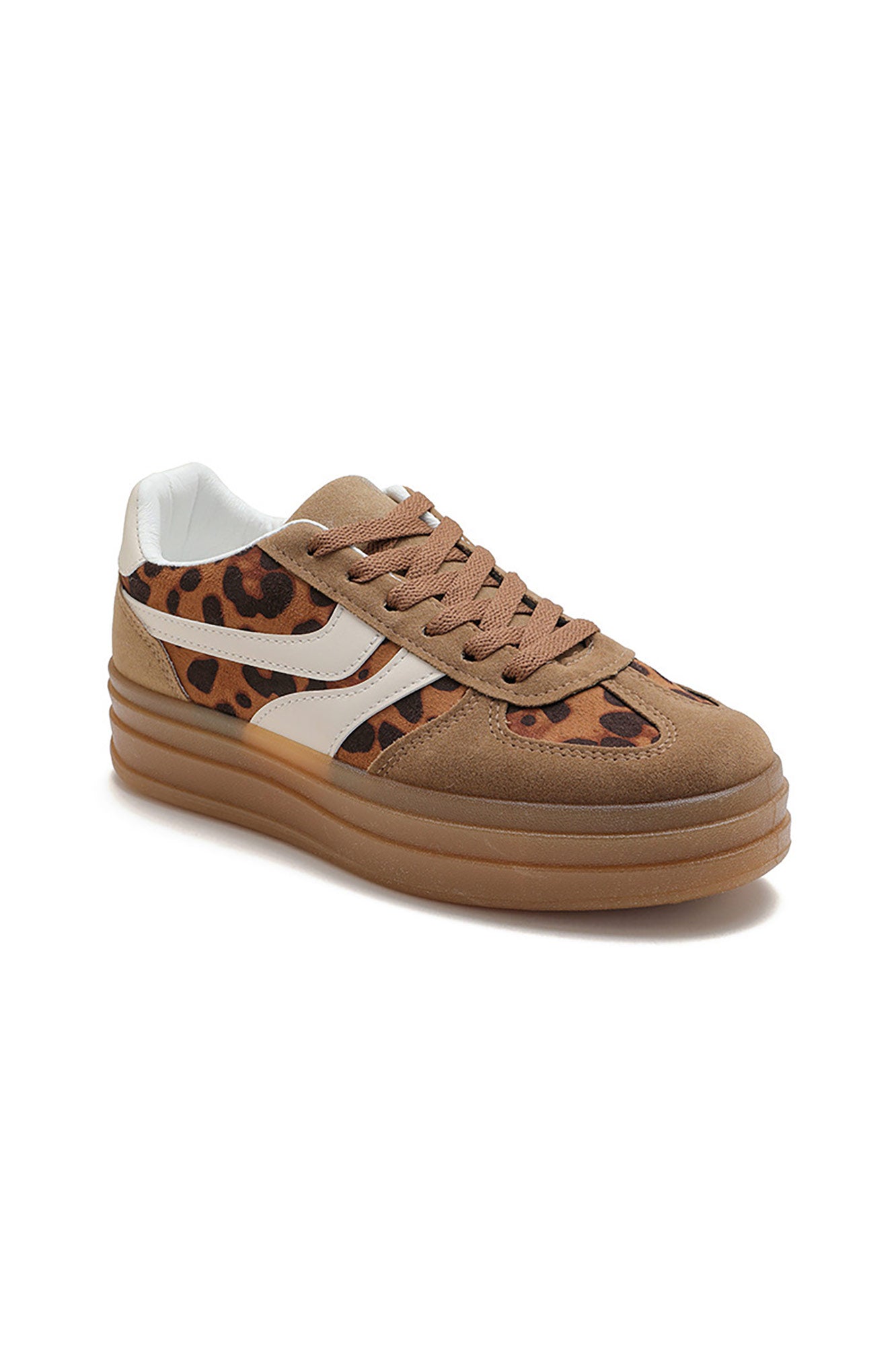Wren Leopard Suedette Platform Trainers