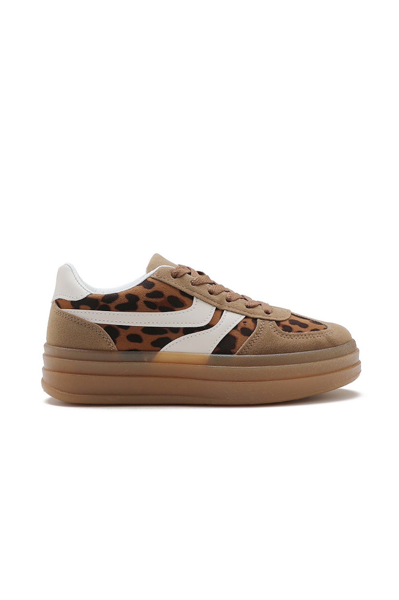 Wren Leopard Suedette Platform Trainers