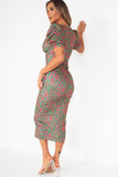 Zabrina Green Floral Midi Dress