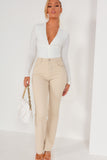 Adelina White Slinky V Neck Bodysuit