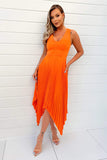 AX Paris Ariana Orange Pleated Dress