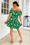 AX Paris Gabriella Green Printed Bardot Dress