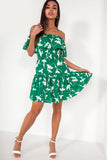 AX Paris Gabriella Green Printed Bardot Dress