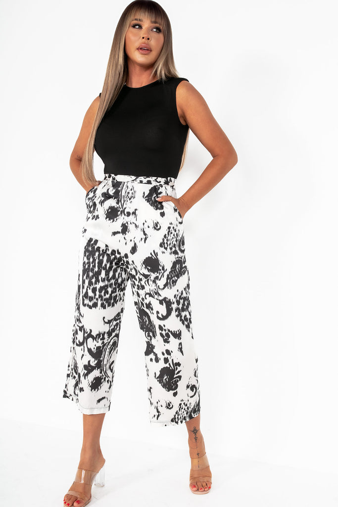 AX Paris Ginny Black and Cream Printed Jumpsuit