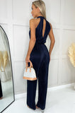 AX Paris Laurel Navy Plisse Jumpsuit