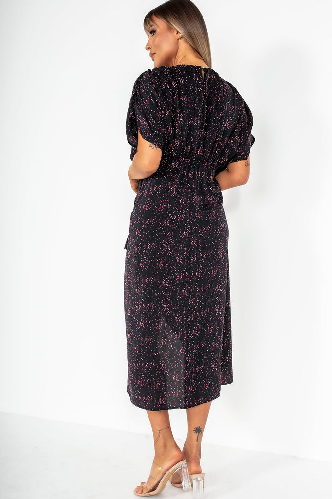 AX Paris Patricia Navy And Pink Printed Dress
