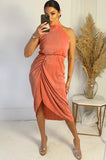 AX Paris Quinzel Peach Plisse Dress