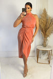 AX Paris Quinzel Peach Plisse Dress
