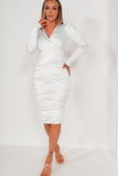 AX Paris Viola Cream Satin Midi Dress