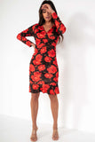 Bertha Rose Print Ruched Dress