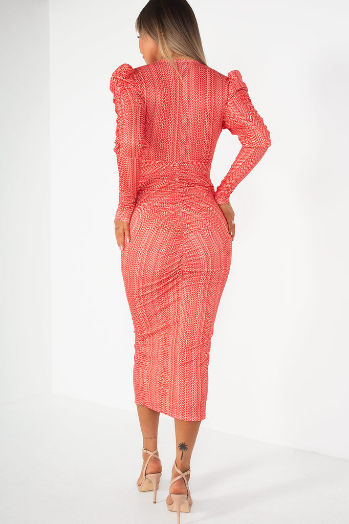 Colleen Red Printed Midi Dress