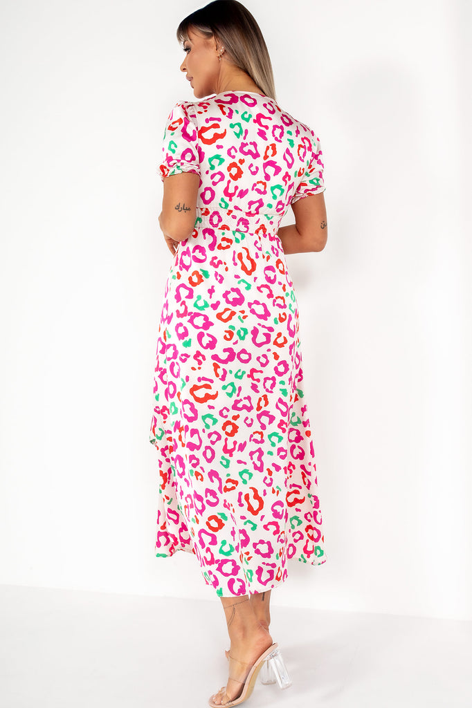 Cove White Satin Animal Print Midaxi Dress