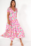 Cove White Satin Animal Print Midaxi Dress