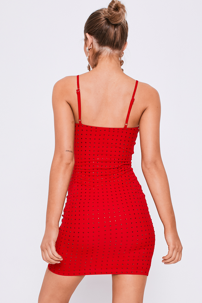 Daisy Red Diamante Detail Dress