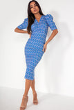 Dalani Blue and White Printed Dress