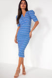 Dalani Blue and White Printed Dress