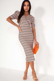 Dalani Orange and Black Printed Dress