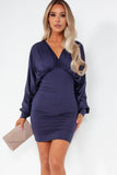 Girl In Mind Aliyah Navy Ruched Dress