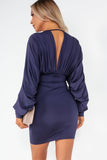 Girl In Mind Aliyah Navy Ruched Dress