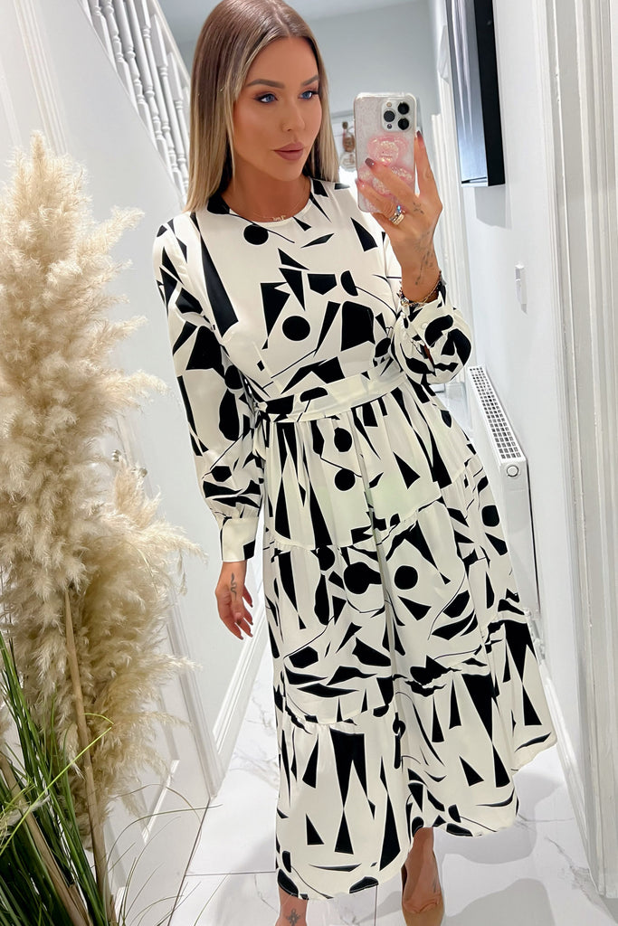 Girl In Mind Angelina Monochrome Printed Dress