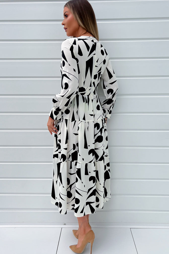 Girl In Mind Angelina Monochrome Printed Dress