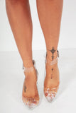Heidy Silver Diamante Perspex Heels