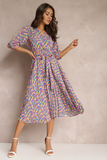 Hester Blue Printed Pleated Midi Dress