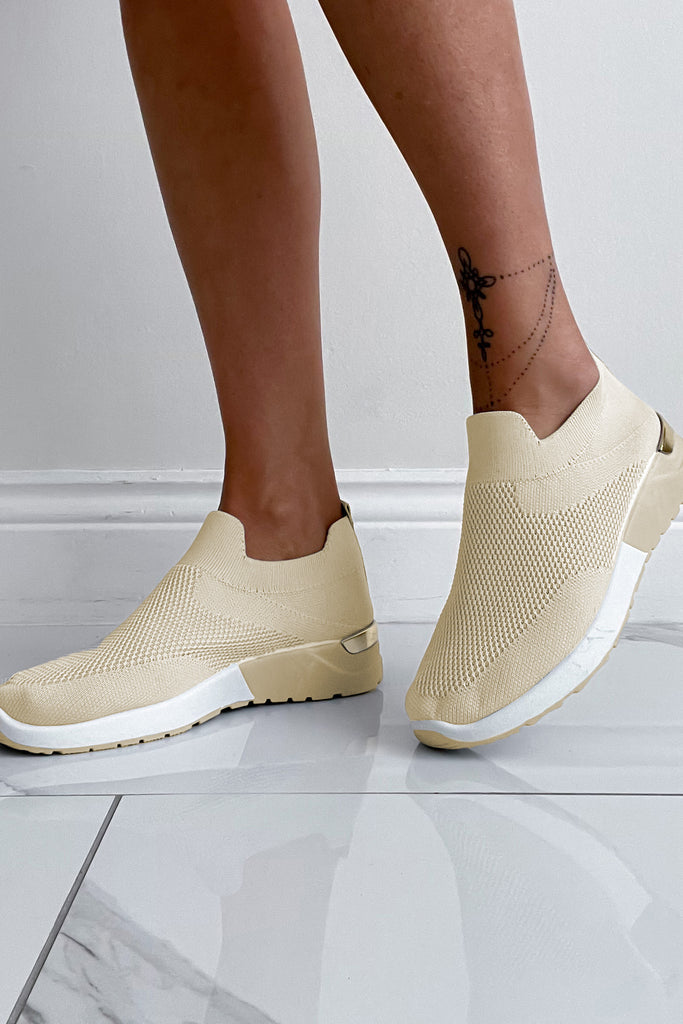 Hudson Stone Knit Slip On Trainers
