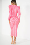 Ida Pink Printed Midi Dress