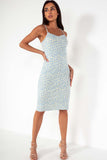 Isla Blue Daisy Print Midi Dress