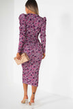 Jayla Purple Floral Midi Dress
