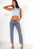 Jemma Baby Blue Cut Out Crop Top