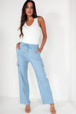 Jessa Blue Wide Leg Cargo Trousers
